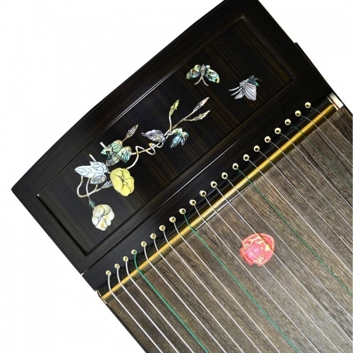 龙凤古筝6823嵌贝筝花香引蝶双弧古筝